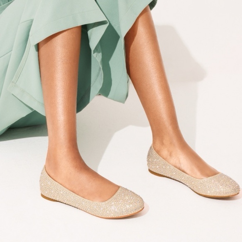Sparkling Champagne Ballet Flats - Women's Dress Flats